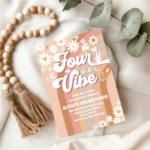 Convite de Aniversário Groovy Retro Daisy