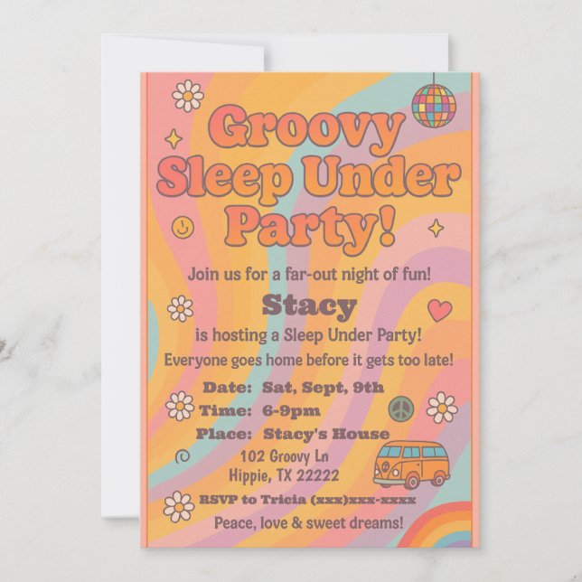 Convite de Aniversário Groovy Sleep Under (Frente)