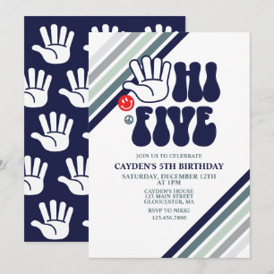 Convite de aniversário Hi Five Retro Stripes
