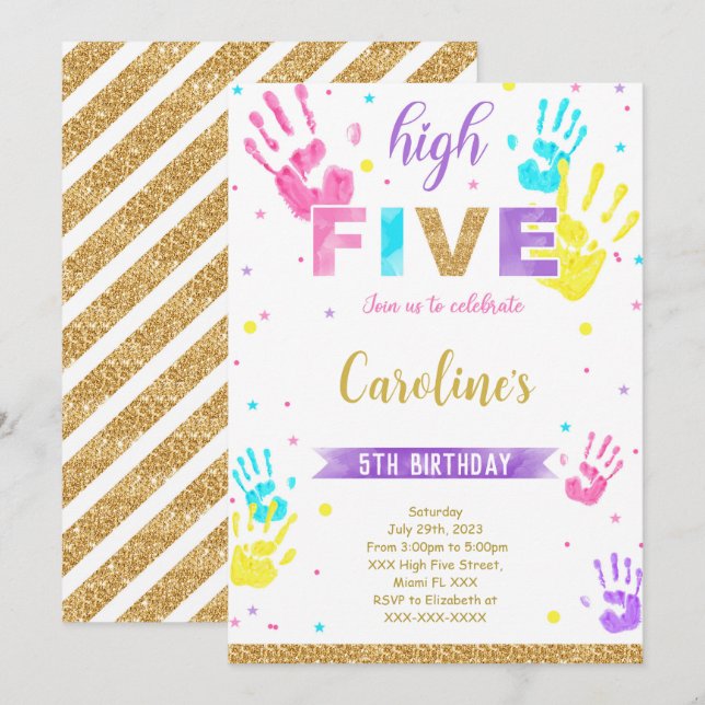 Convite de Aniversário High Five (Frente/Verso)
