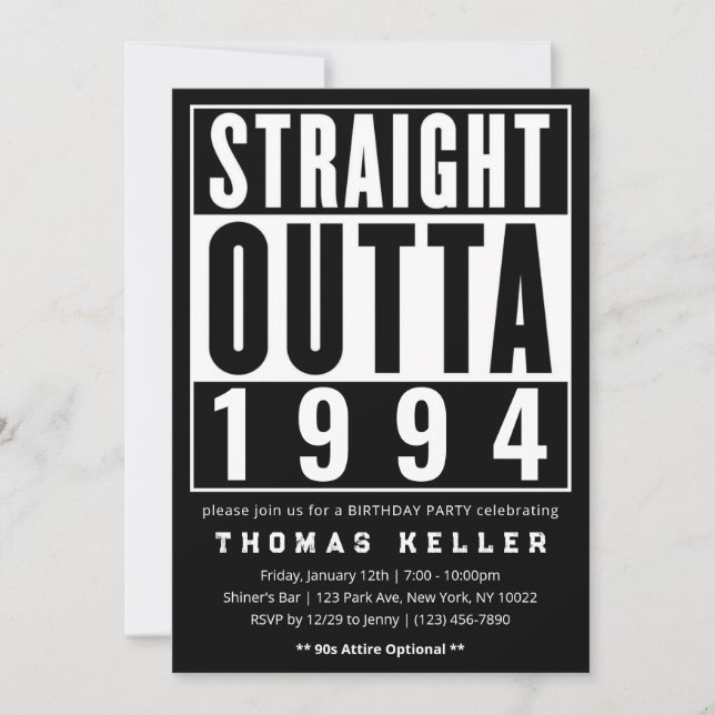 convite de aniversário Hip Hop 1990s (Frente)