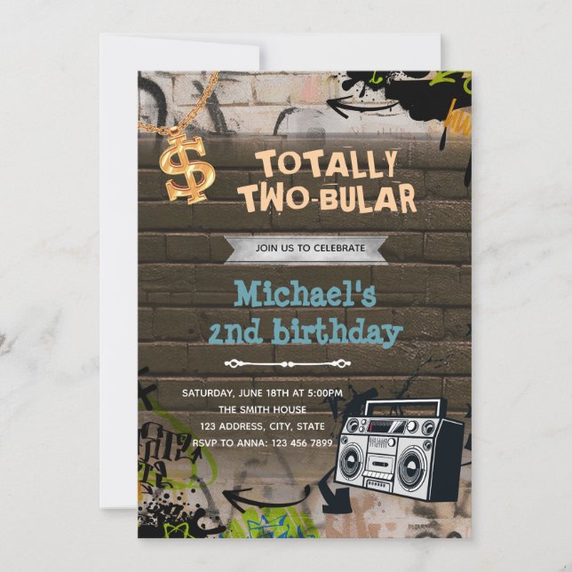 Convite de aniversário Hiphop (Frente)