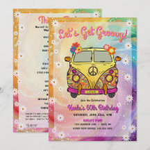 Convite de aniversário Hippie e Jogo