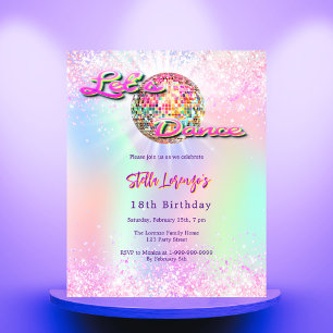 Convite de aniversário holográfico cor-de-rosa par