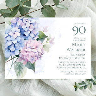 Convite de aniversário Hydrangeas 90