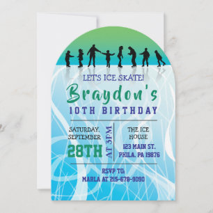 Convite de aniversário Ice Skate ICE SKATING