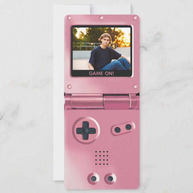 Convite de Aniversário II Rosa Retro para Jogos Po (Frente)