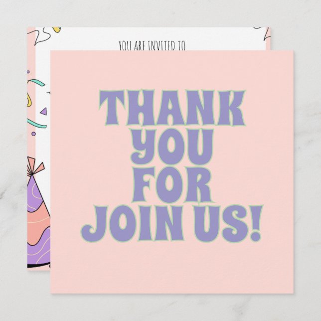 Convite de aniversário Ilustrativo Colorido (Frente/Verso)