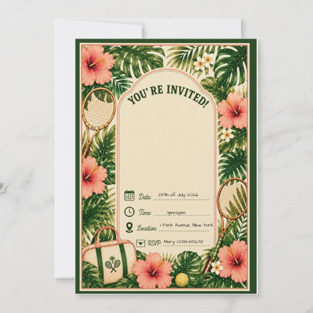 Convite de Aniversário Impressões Tropicais de Tên (Frente)