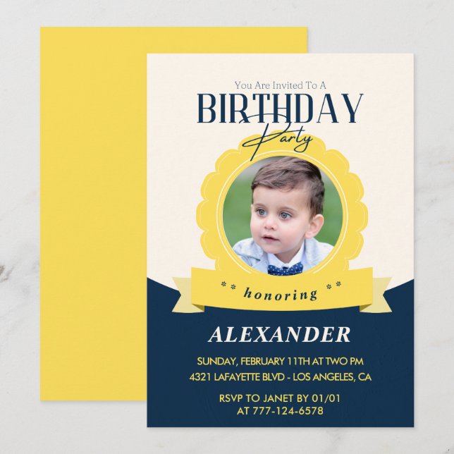 Convite de aniversário infantil 2º aniversário Mod (Frente/Verso)