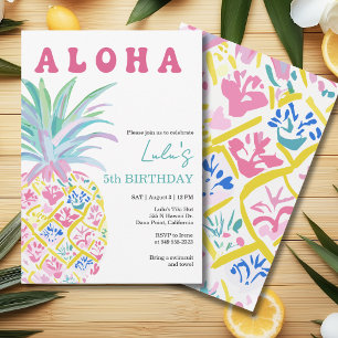Convite de Aniversário Infantil Aloha Luau