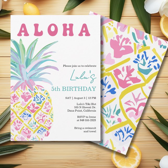 Convite de Aniversário Infantil Aloha Luau (Criador carregado)