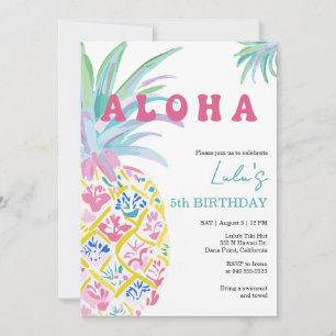 Convite de Aniversário Infantil Aloha Luau