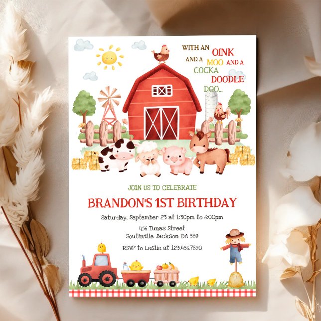 Convite de Aniversário Infantil Animais de Fazenda (Criador carregado)