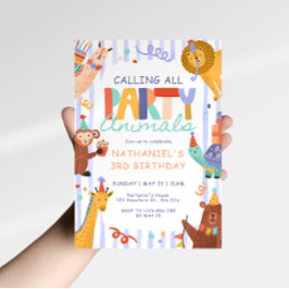 Convite de Aniversário Infantil Animais de Festa