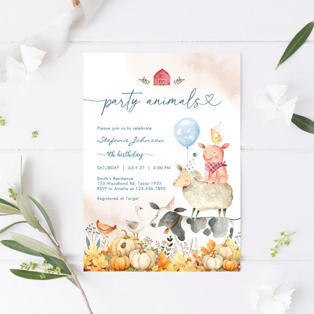Convite de Aniversário Infantil Animais de Festa (Criador carregado)