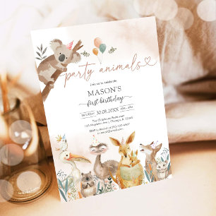 Convite de Aniversário Infantil Animais de Festa