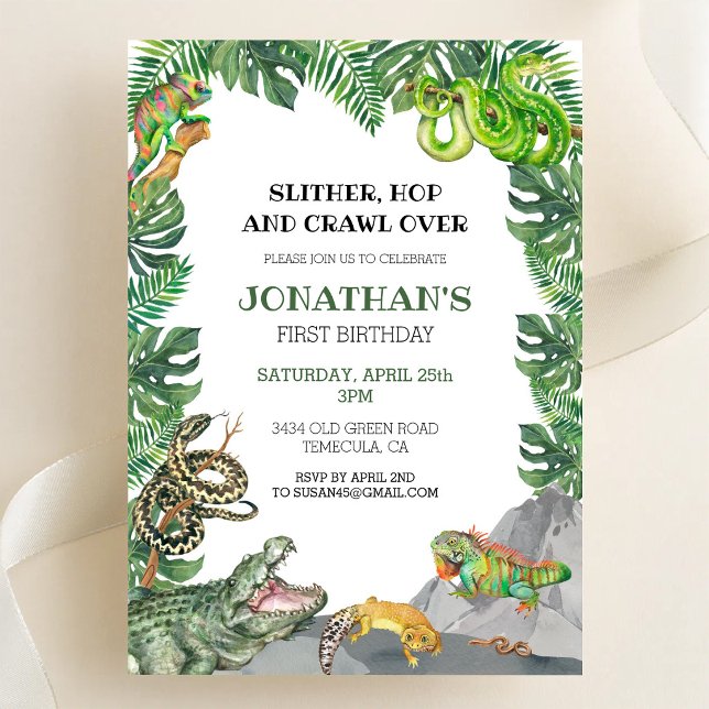Convite de Aniversário Infantil Animais Répteis (Criador carregado)