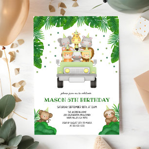 Convite de Aniversário Infantil Animais Safari Wil