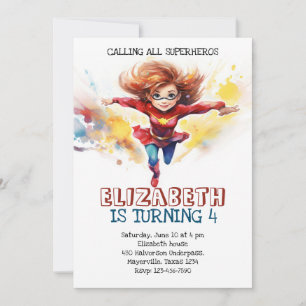 Convite de aniversário infantil aquarela menina su