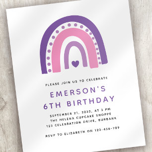Convite de Aniversário Infantil Arco-íris com Orça