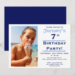 Convite de Aniversário Infantil Azul para Menino