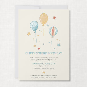 Convite de Aniversário Infantil Balloon Daydream