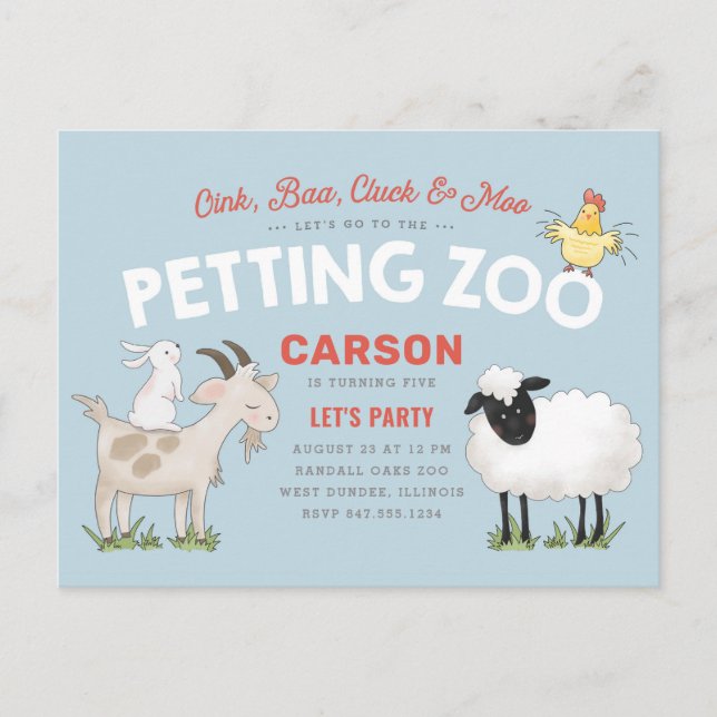 Convite de Aniversário Infantil Cartão Postal Oink (Frente)