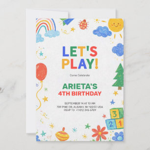 Convite de aniversário infantil colorido 
