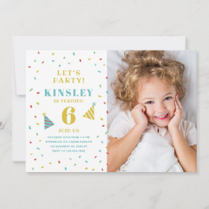Convite de aniversário infantil com foto e confeit