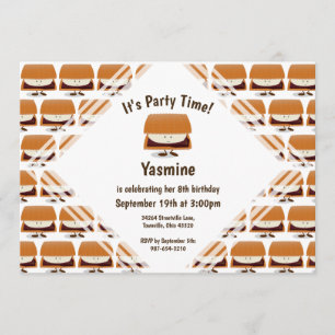 Convite de Aniversário Infantil com Padrão de S'mo