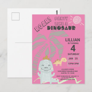 Convite de Aniversário Infantil com Rugido de Dino