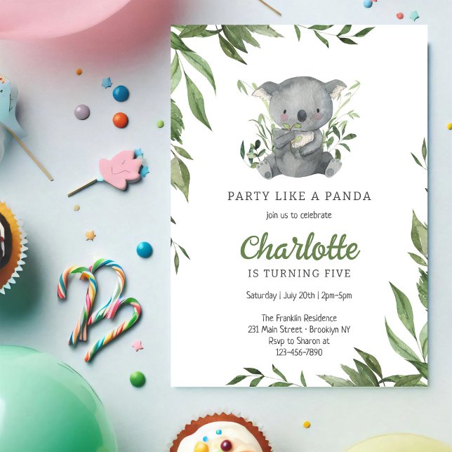 Convite de Aniversário Infantil Como um Panda (Criador carregado)