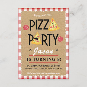 Convite de aniversário infantil da Pizza Party