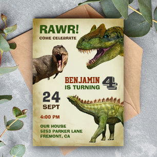 Convite de Aniversário Infantil de Dinossauro Gran