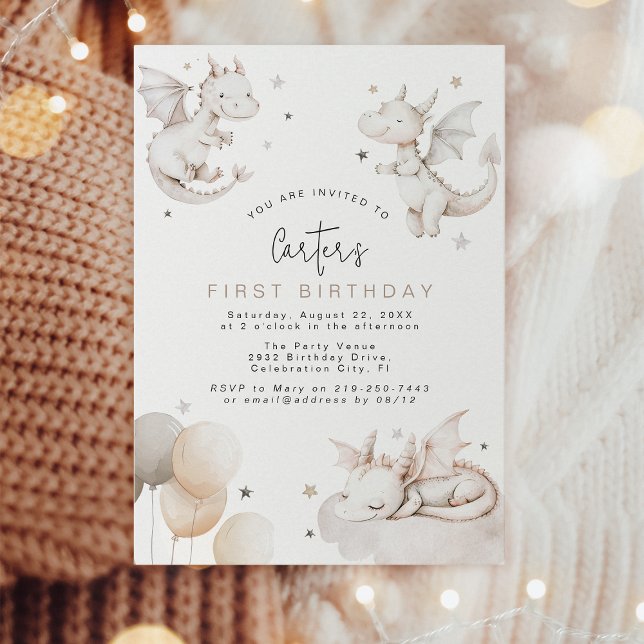 Convite de Aniversário Infantil de Dragão (Criador carregado)