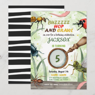 Convite de Aniversário Infantil de Inseto