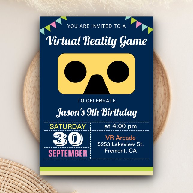 Convite de Aniversário Infantil de Realidade Virtu (Criador carregado)