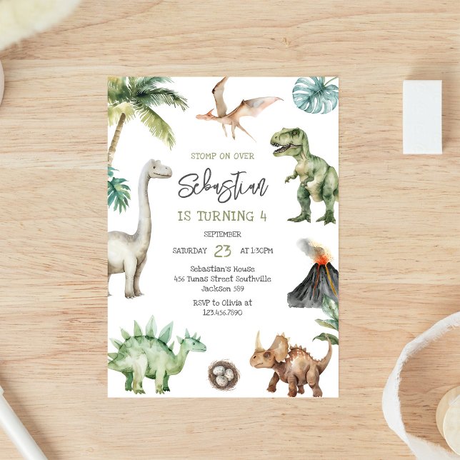 Convite de Aniversário Infantil Dinossauro (Criador carregado)