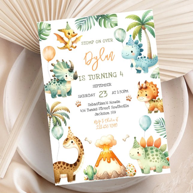 Convite de Aniversário Infantil Dinossauro (Criador carregado)