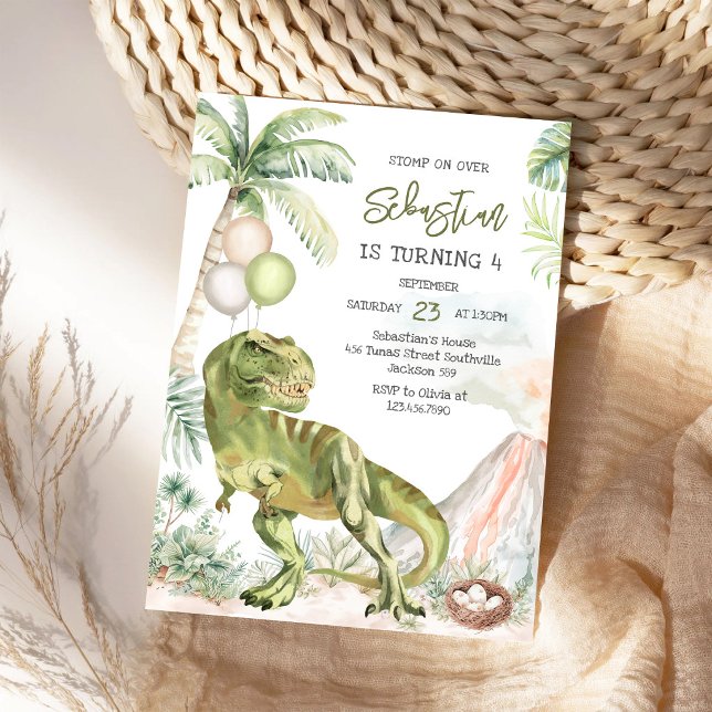 Convite de Aniversário Infantil Dinossauro (Criador carregado)