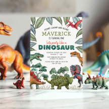 Convite de Aniversário Infantil Dinossauro Aquarel