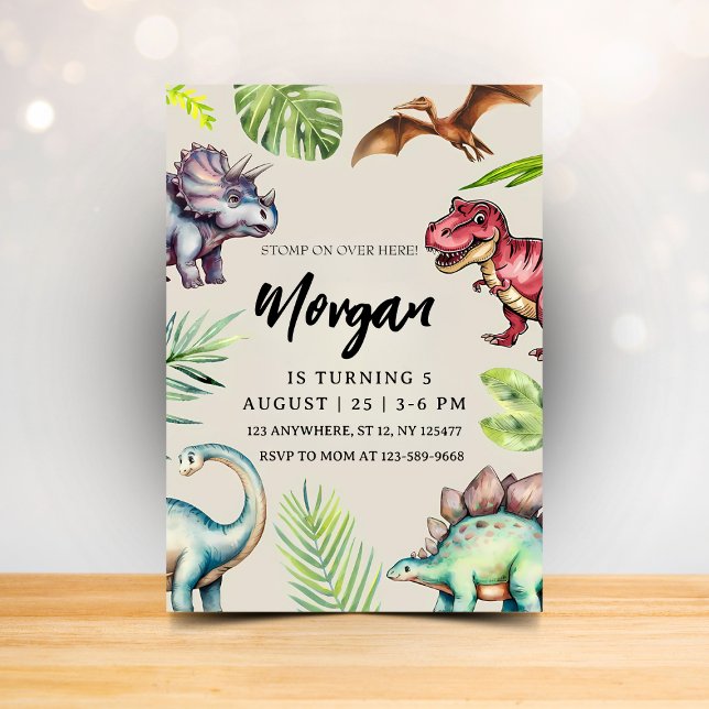 Convite de Aniversário Infantil Dinossauro Moderno (Criador carregado)