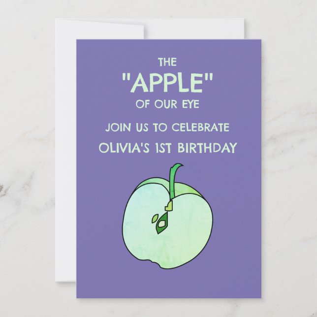 Convite de Aniversário Infantil Fatia de Maçã Frut (Frente)