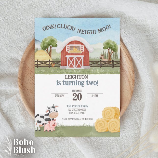 Convite de Aniversário Infantil Fazenda Oink Cluck (Criador carregado)