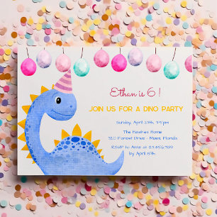Convite de aniversário infantil festa de dinossaur