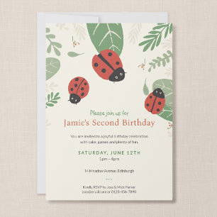 Convite de Aniversário Infantil Ladybird Meadow