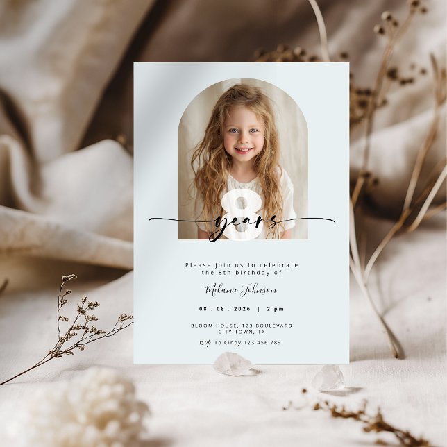 Convite de Aniversário Infantil Moderno Azul Paste (Pastel Blue Kids Birthday Invitation)