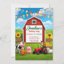 Convite de Aniversário Infantil Na Fazenda 