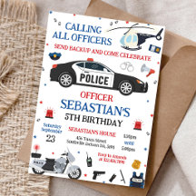 Convite de Aniversário Infantil Oficial de Polícia